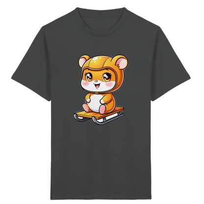 Kinder-T-Shirt mit Hamster auf einem Schlitten