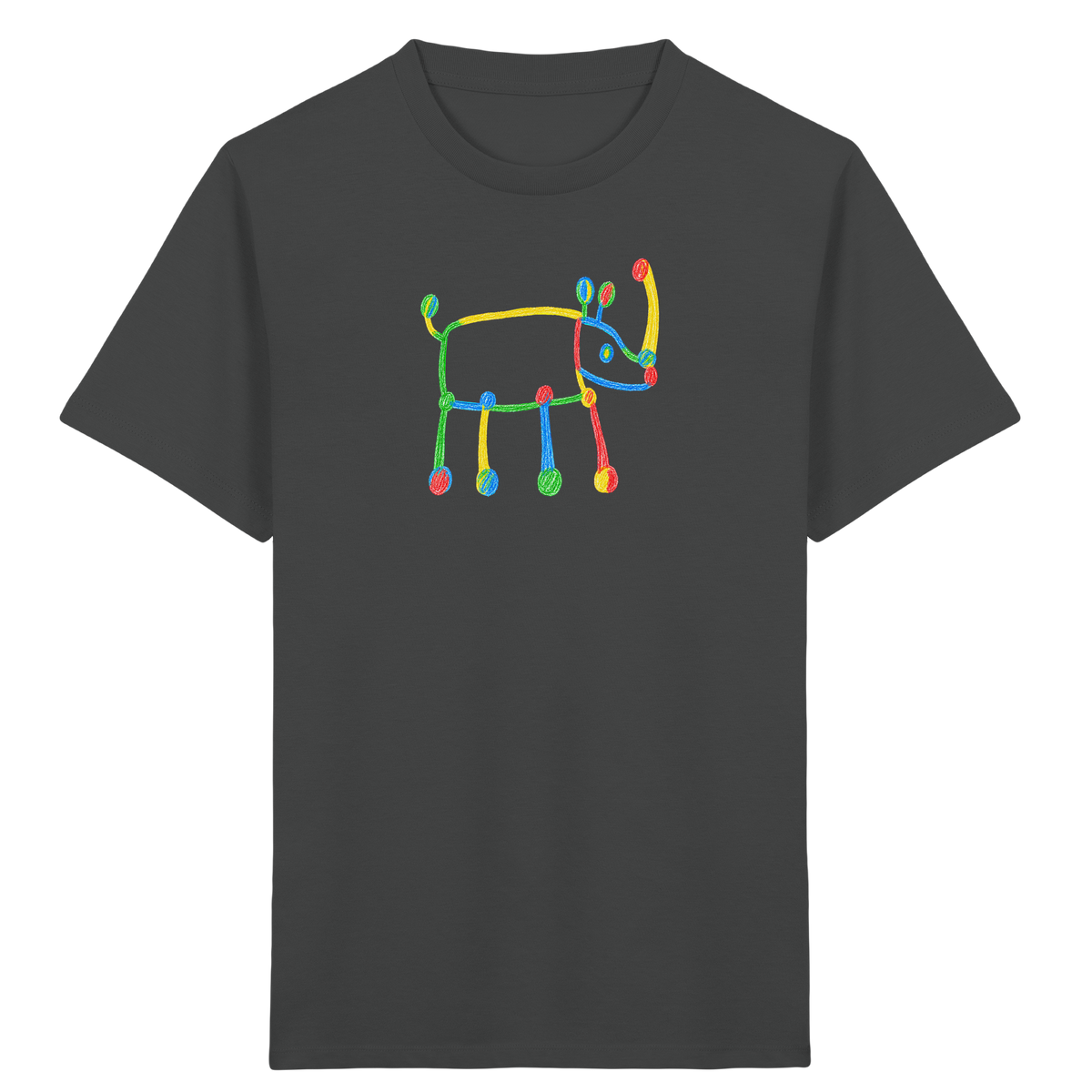 Buntes Farbpunkt Nashorn Shirt - Kinder Bio T-Shirt