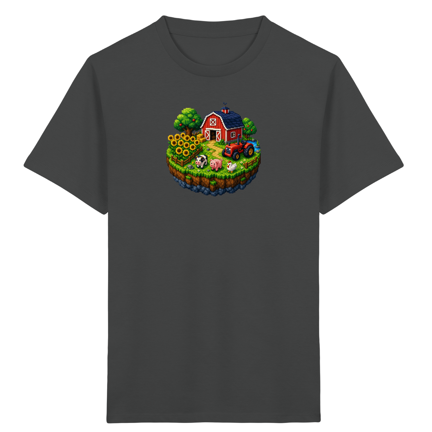 Niedliches Bauernhof Pixel-Art T-Shirt - Kinder Bio T-Shirt