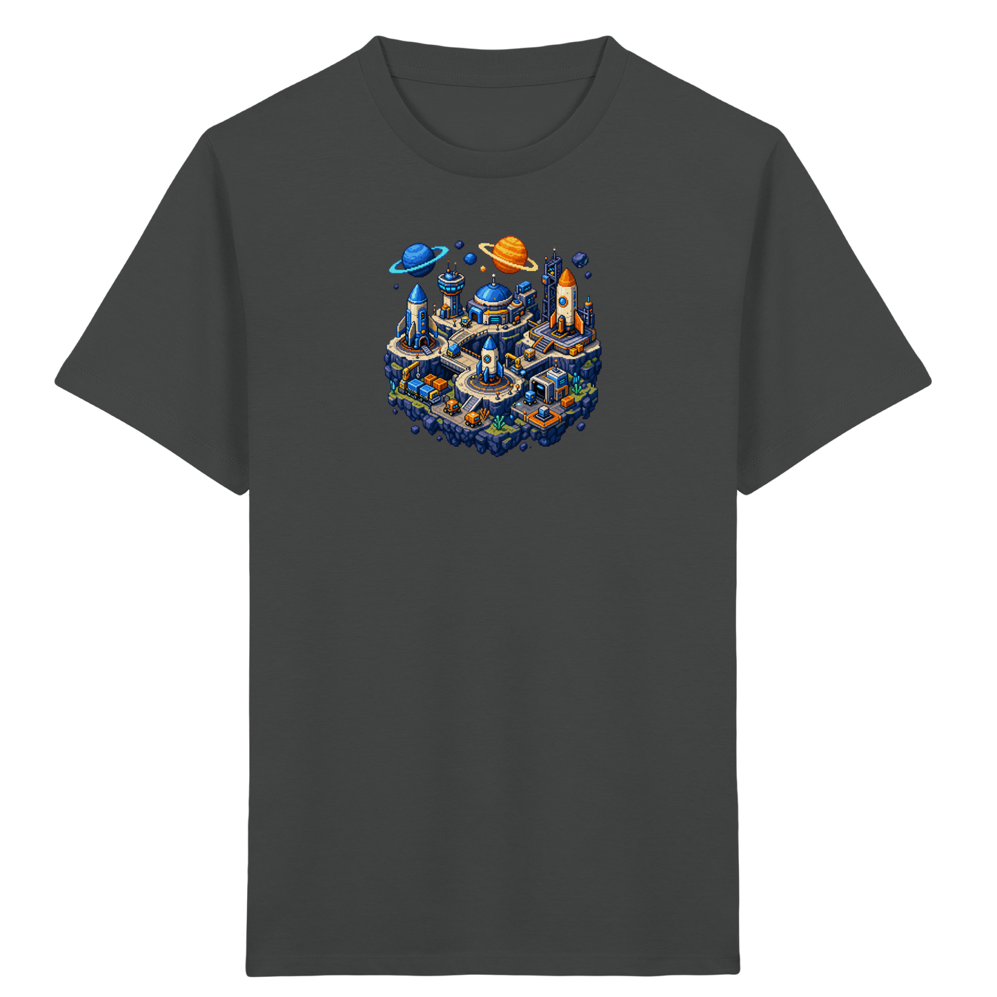 Futuristische Weltraumbasis Pixel Art T-Shirt - Kinder Bio T-Shirt
