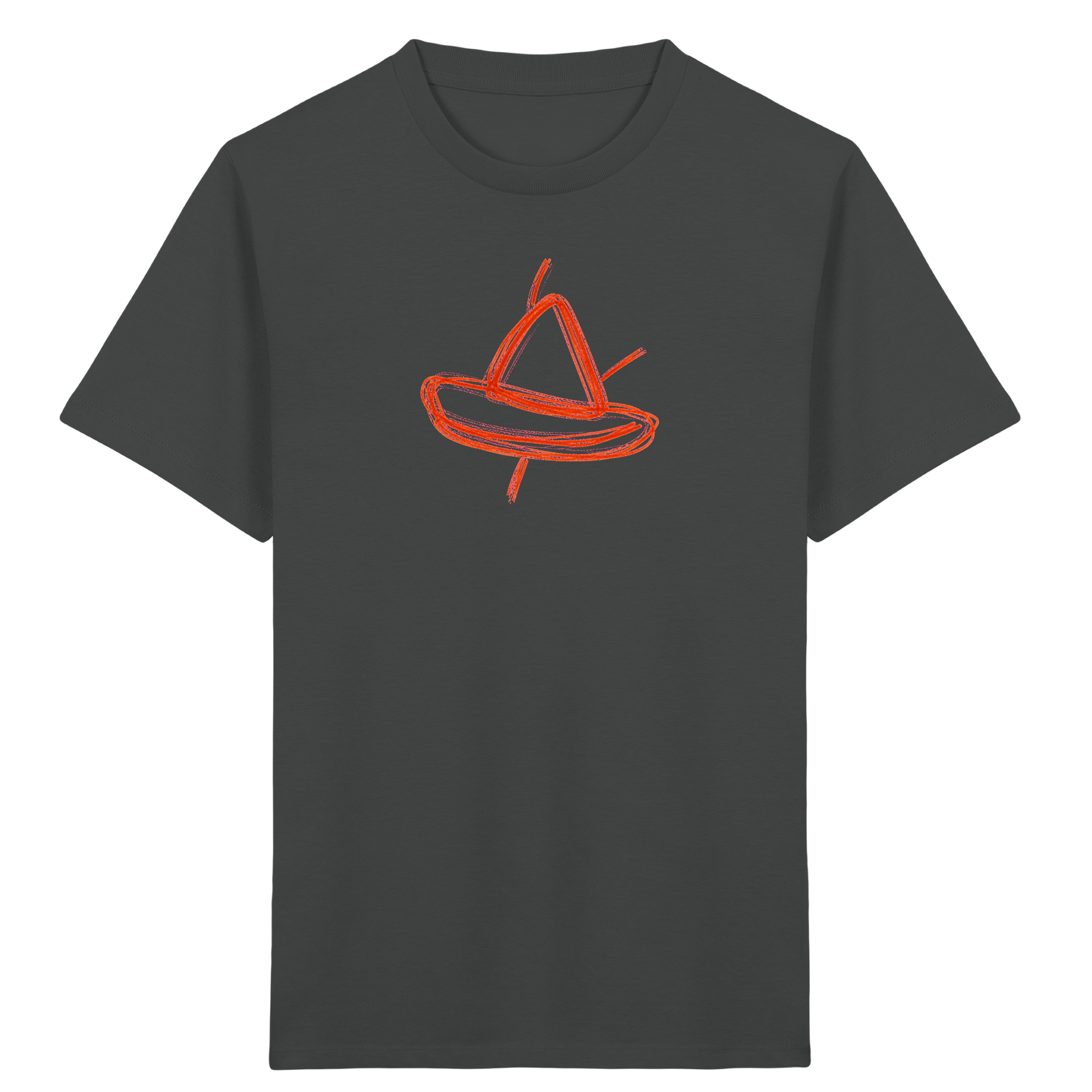 Orange Schleifenboot Kinderkritzel - Kinder Bio T-Shirt