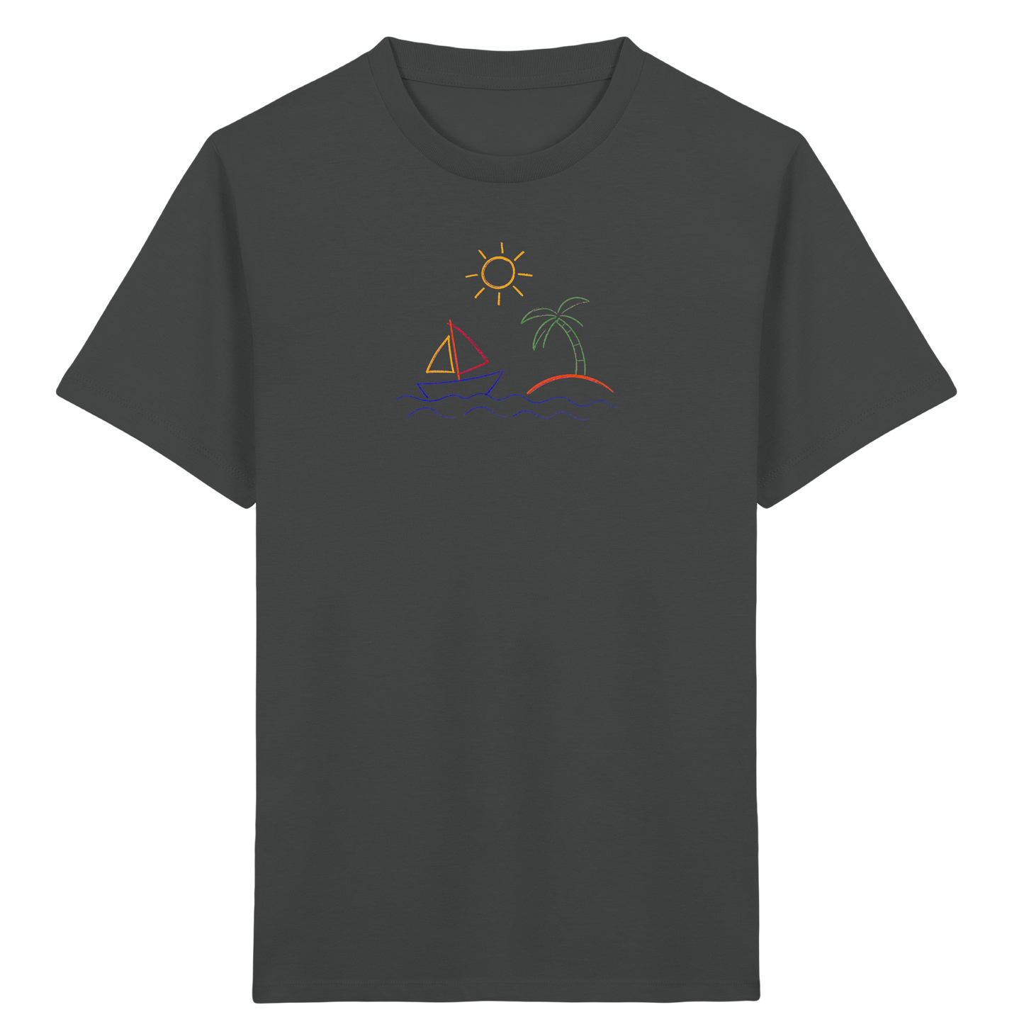 Fröhliches T-Shirt mit Segelboot Motiv - Kinder Bio T-Shirt