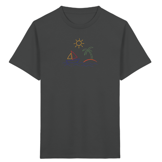 Fröhliches T-Shirt mit Segelboot Motiv - Kinder Bio T-Shirt