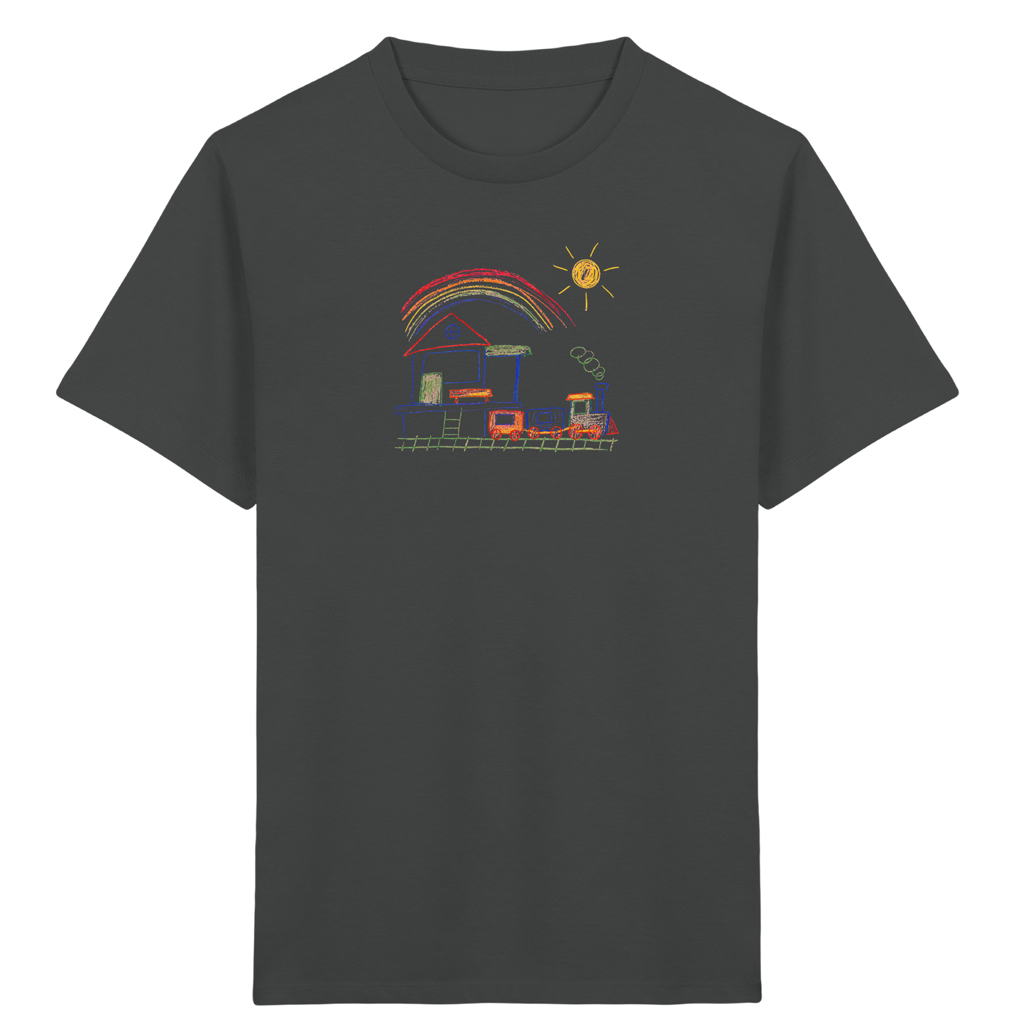 Buntes Kinder T-Shirt mit Zugmotiv - Kinder Bio T-Shirt