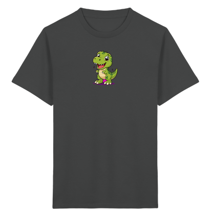 Fröhlicher Dino mit rosa Füßen Kinder T-Shirt - Kinder Bio T-Shirt