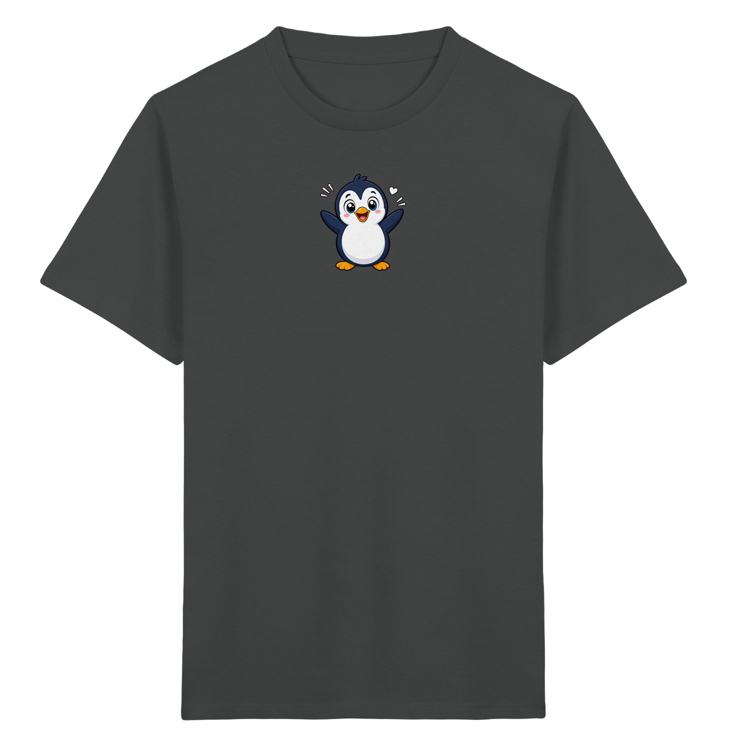Fröhlicher Pinguin: Kinder-T-Shirt mit Herzchen - Kinder Bio T-Shirt