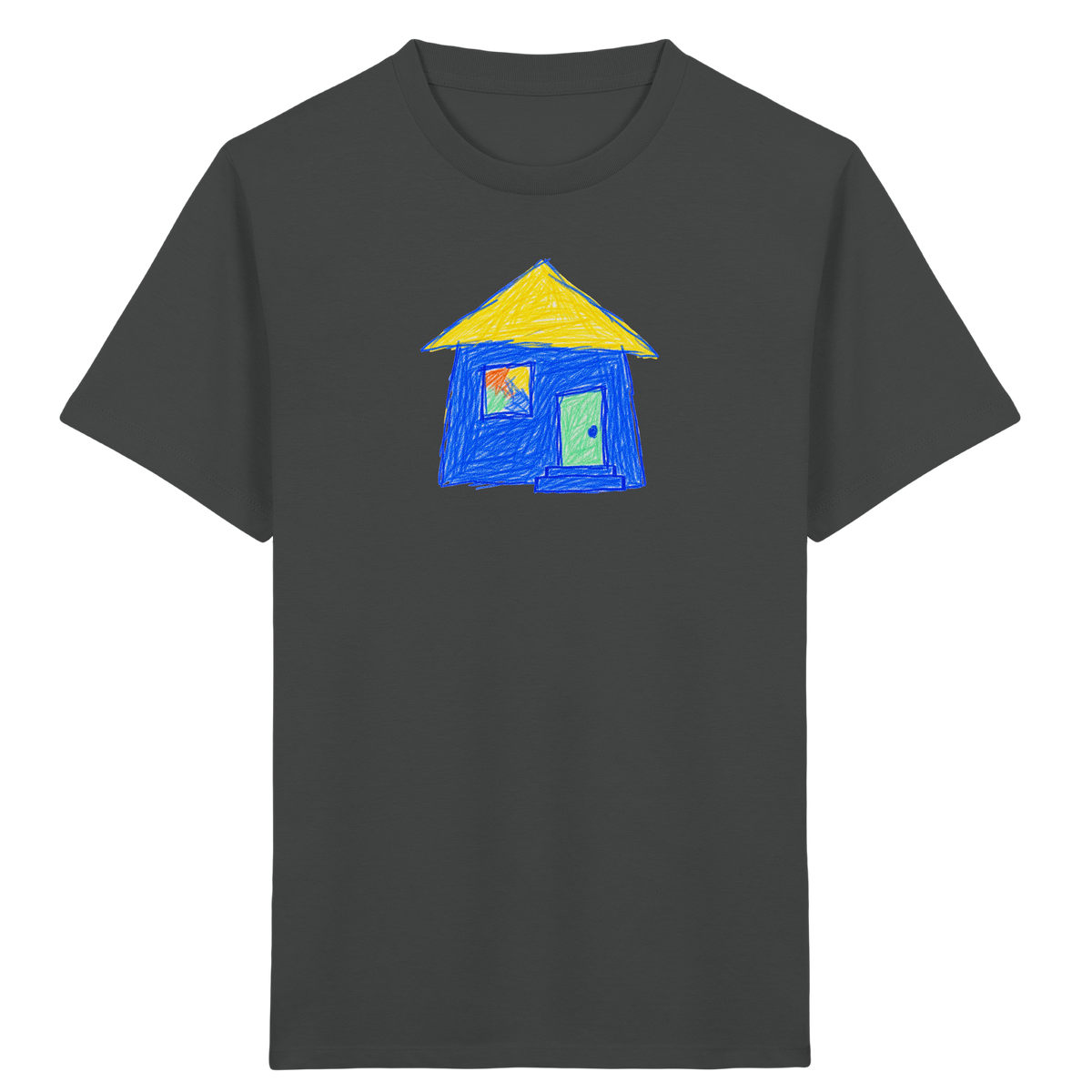 Blaues Regenbogenfenster Haus - Kinder Bio T-Shirt
