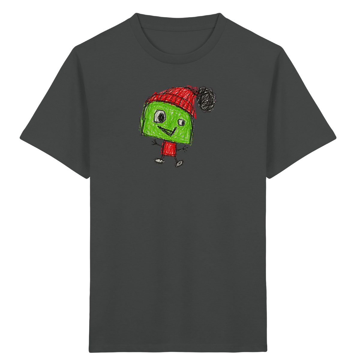 Kritzelkopf mit roter Bommelmütze - Kinder Bio T-Shirt