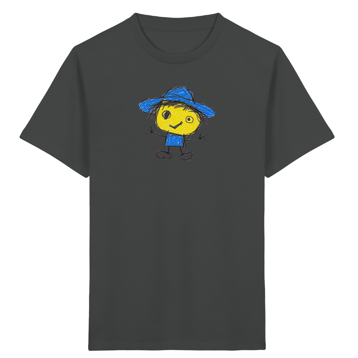 Kritzelkopf mit blauem Regenhut - Kinder Bio T-Shirt