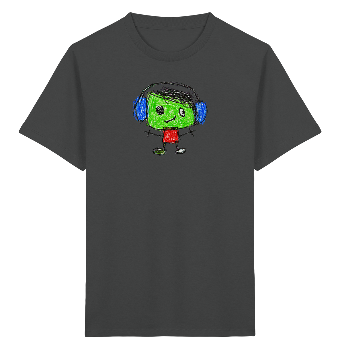 Kritzelkopf mit blauen Ohrenschützern - Kinder Bio T-Shirt