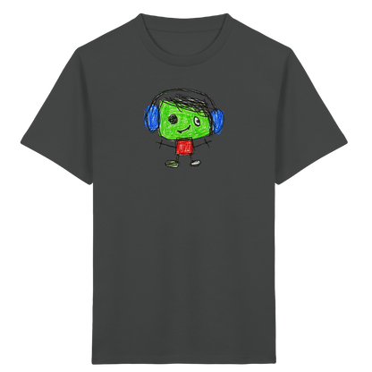 Kritzelkopf mit blauen Ohrenschützern - Kinder Bio T-Shirt