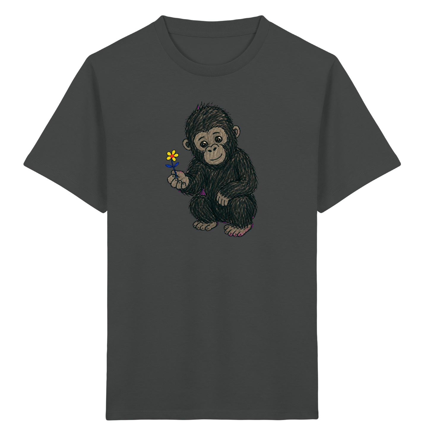 Süßes Gorilla Baby schenkt Blume - Kinder Bio T-Shirt