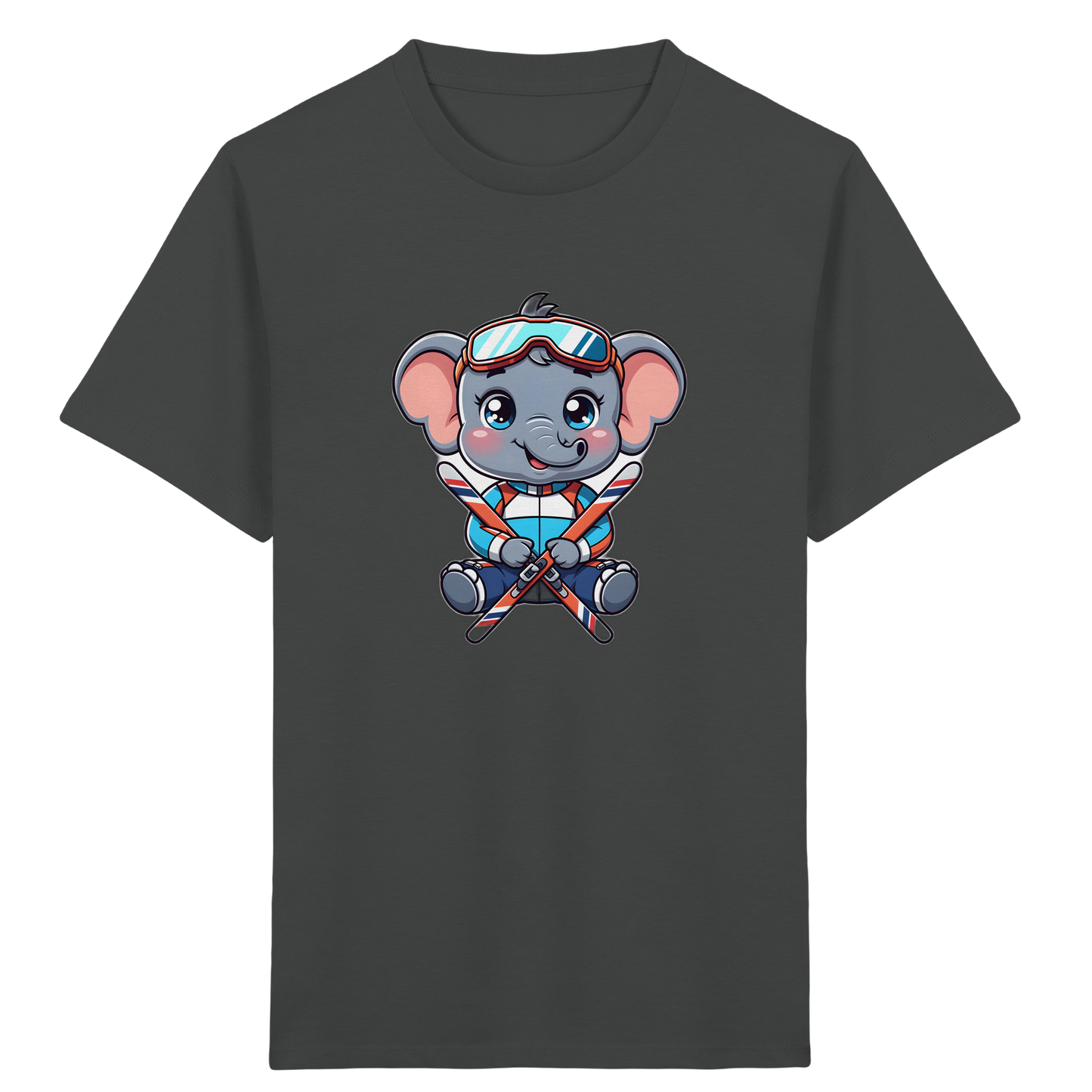 Skifahrender Elefant: Fröhliches Kinder T-Shirt