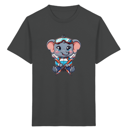 Kinder-T-Shirt mit skifahrendem Elefanten