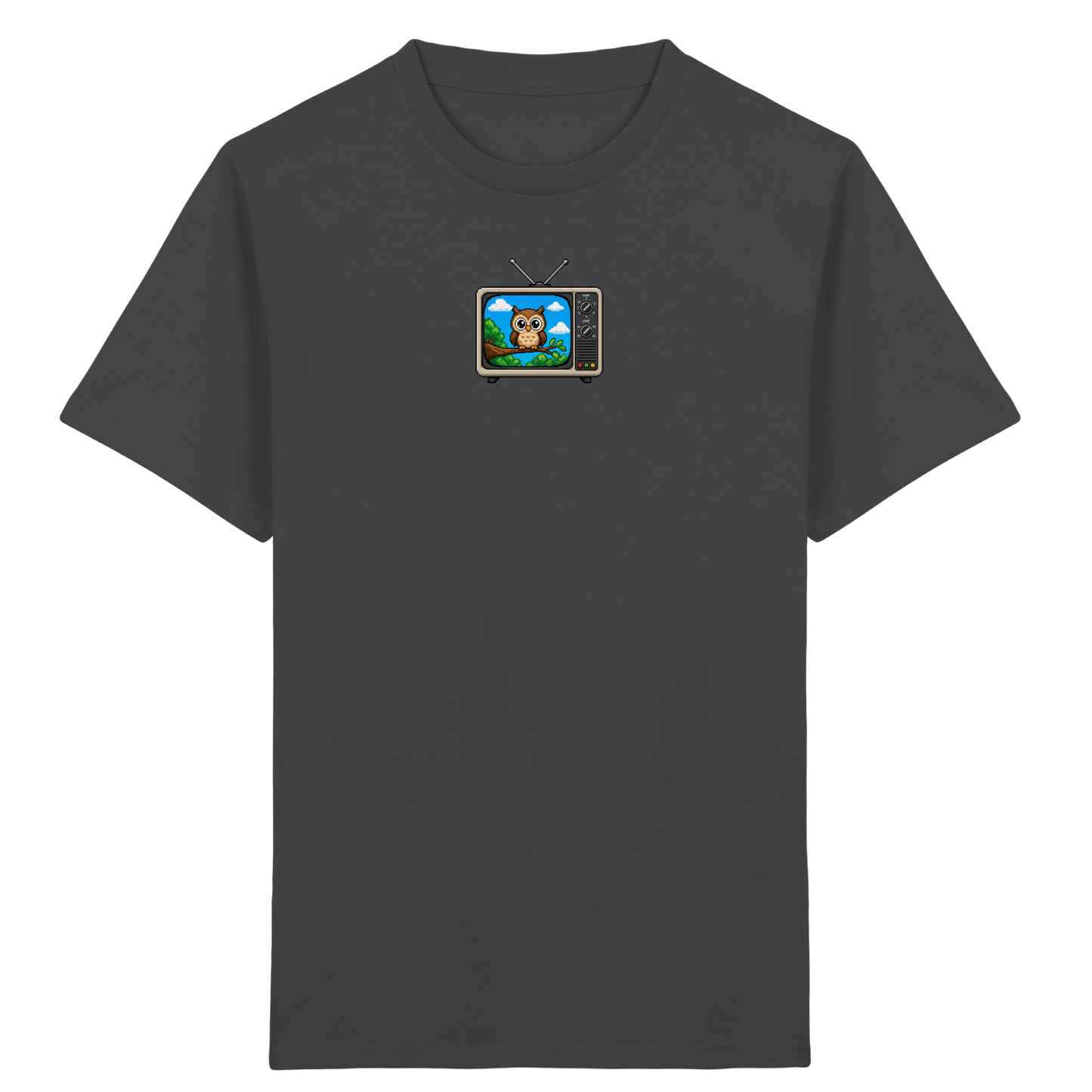 Pixel Eule im Retro-Fernseher Kinder T-Shirt - Kinder Bio T-Shirt
