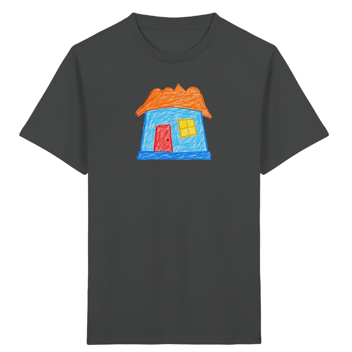 Himmelblaues Haus mit Wolkendach - Kinder Bio T-Shirt