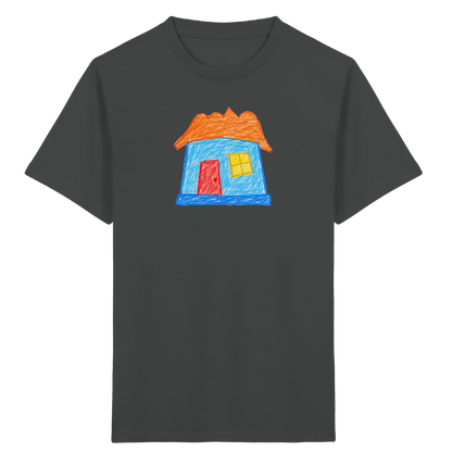 Himmelblaues Haus mit Wolkendach - Kinder Bio T-Shirt
