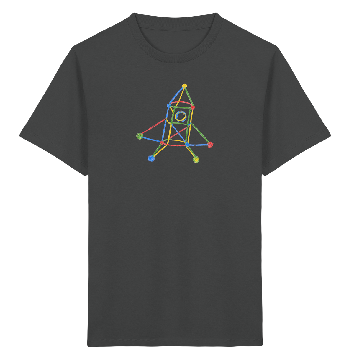 Bunte Rakete mit Farbpunkten - Kinder Bio T-Shirt