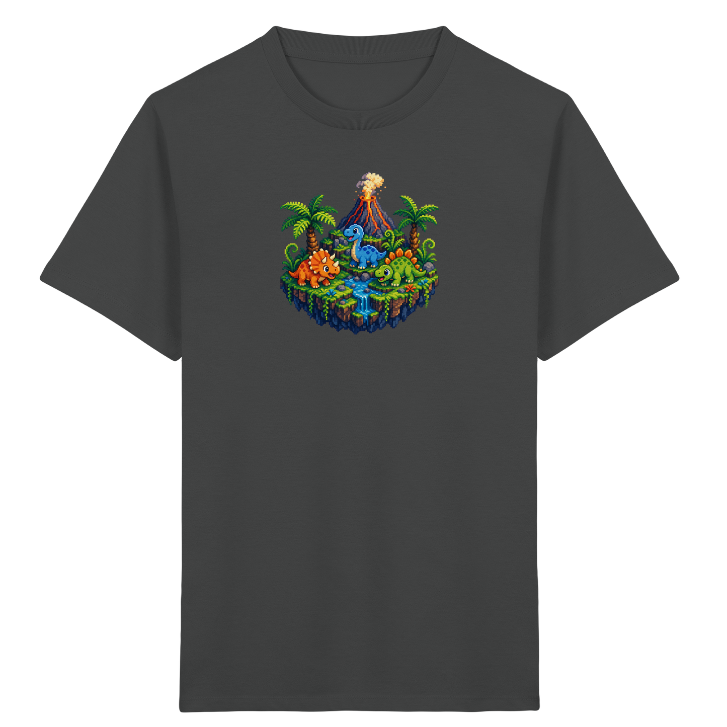 Cooles Dino Pixel Insel T-Shirt - Kinder Bio T-Shirt