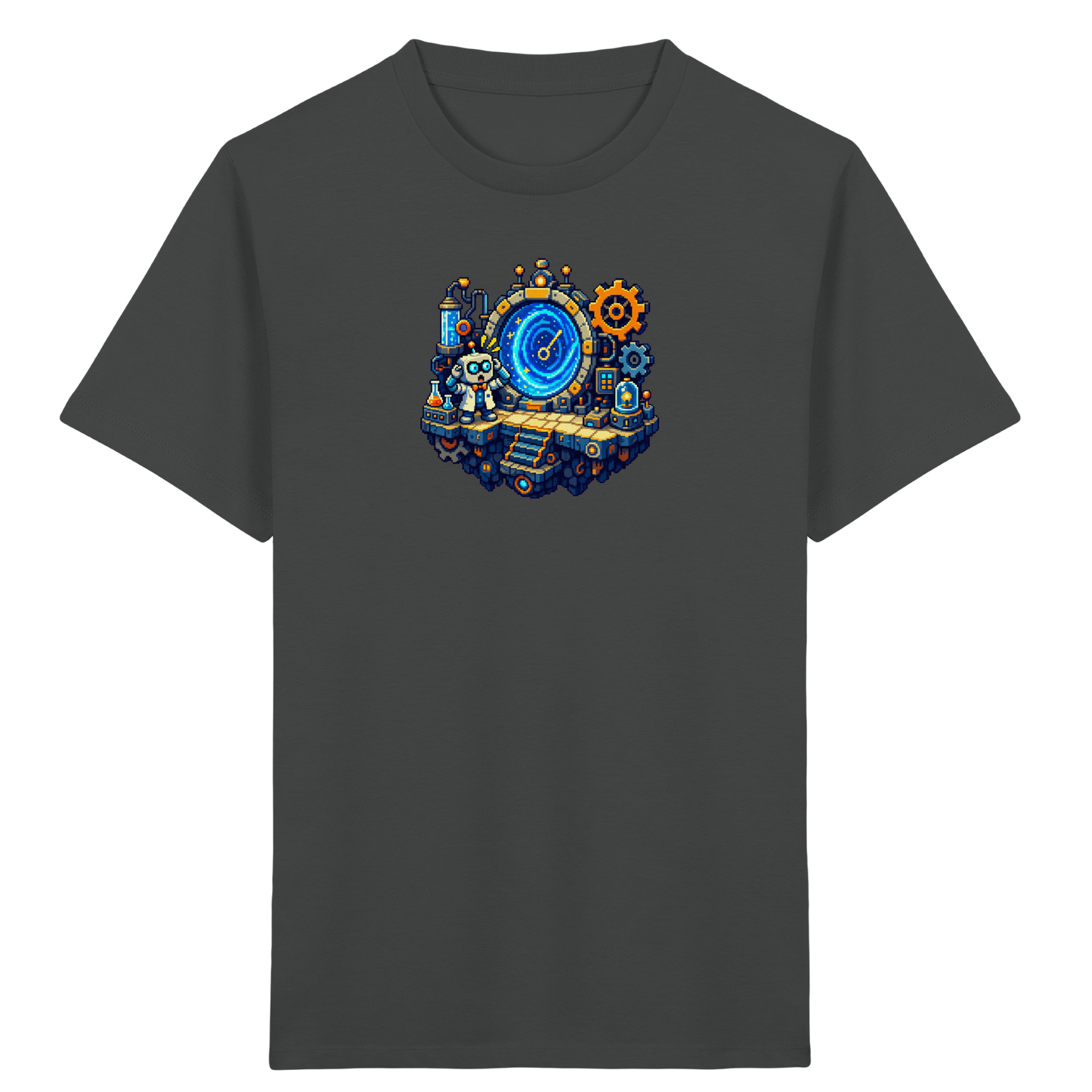 Cooles Roboter Wissenschaftler Pixel T-Shirt - Kinder Bio T-Shirt