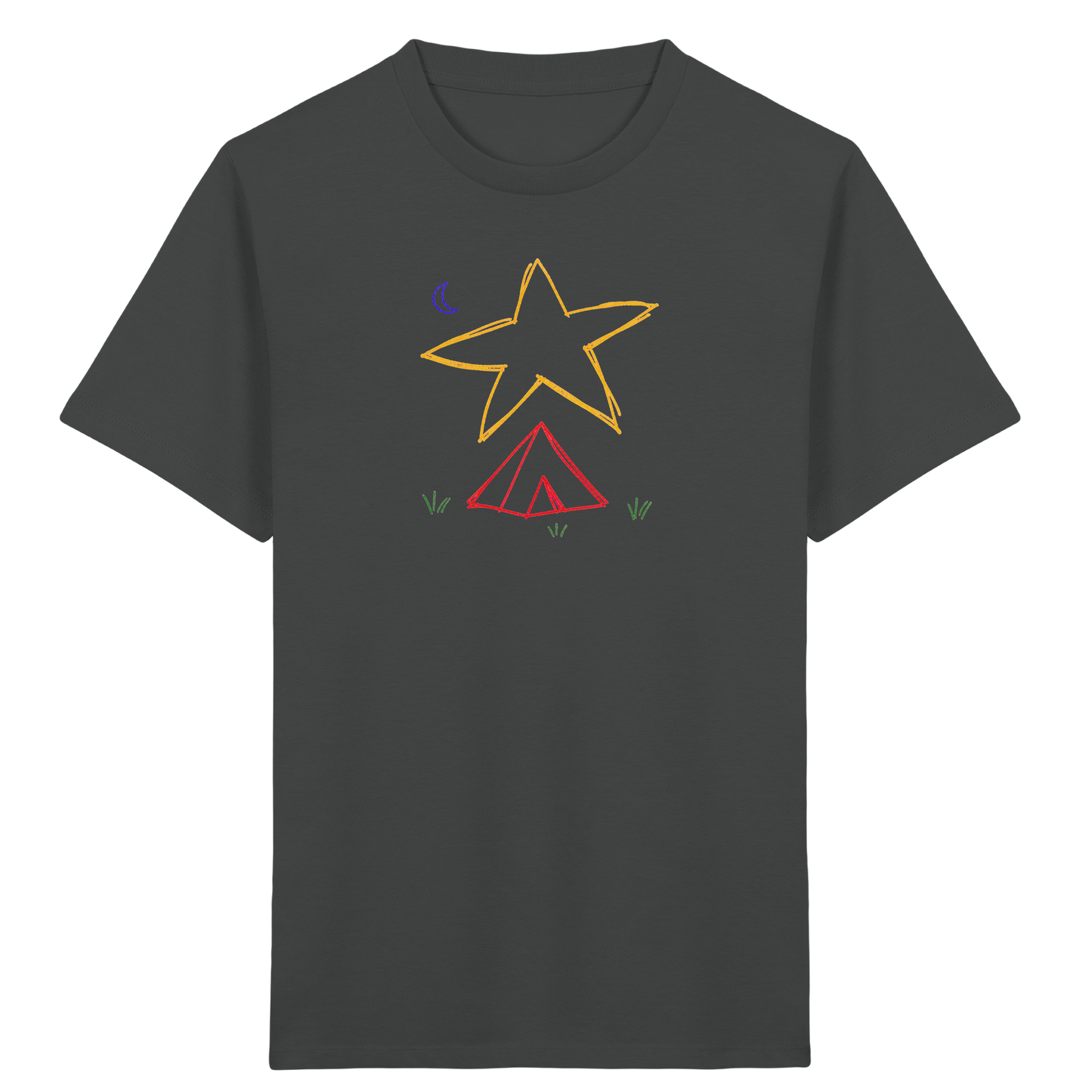 Abenteuerliches Zelt unter Sternenhimmel T-Shirt - Kinder Bio T-Shirt