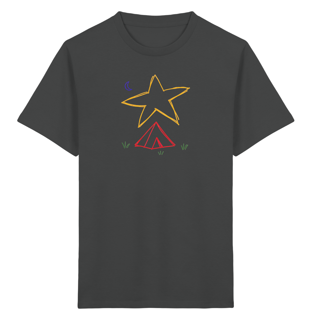 Abenteuerliches Zelt unter Sternenhimmel T-Shirt - Kinder Bio T-Shirt