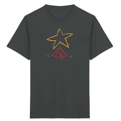 Abenteuerliches Zelt unter Sternenhimmel T-Shirt - Kinder Bio T-Shirt