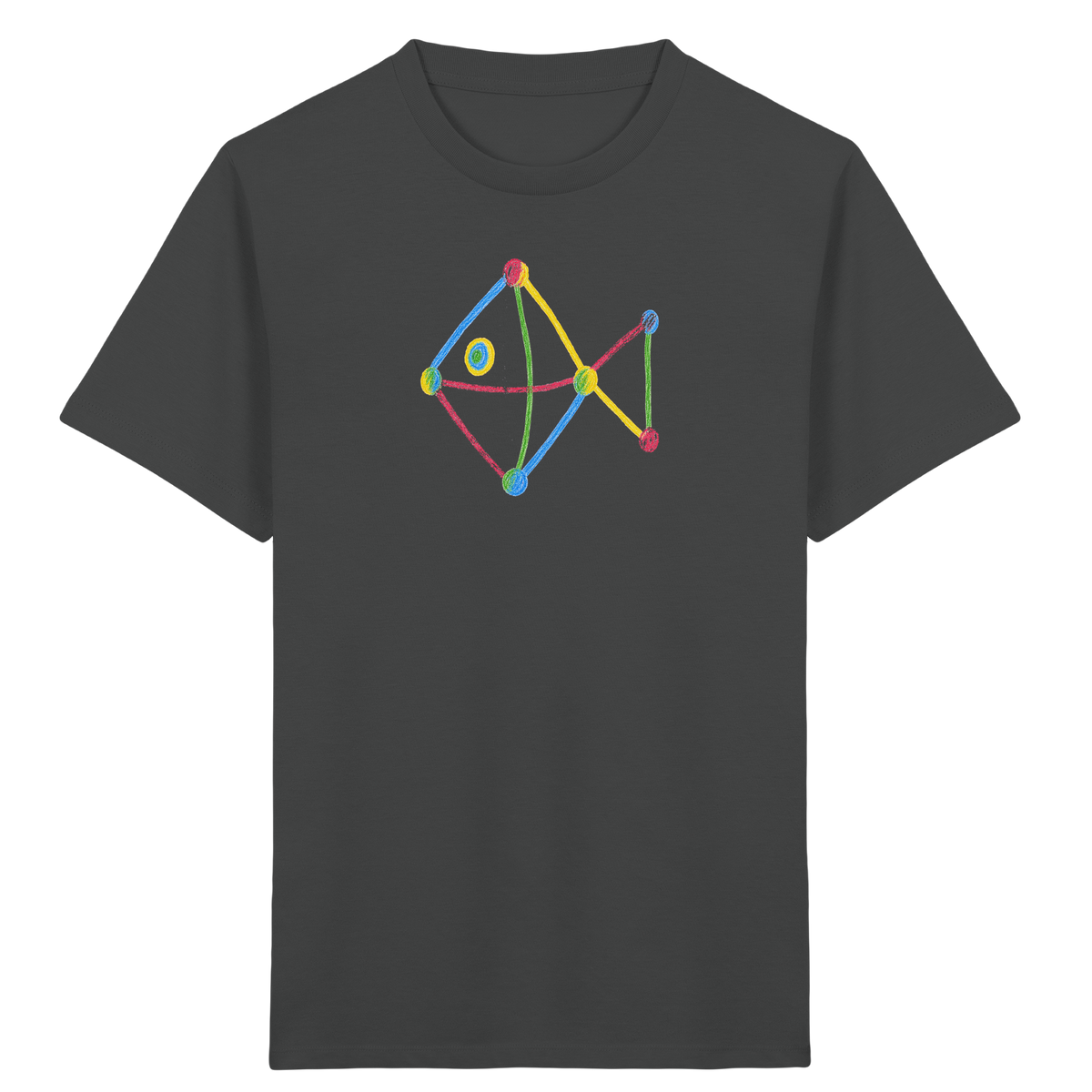 Farbpunkt Fisch Kinderzeichnung - Kinder Bio T-Shirt
