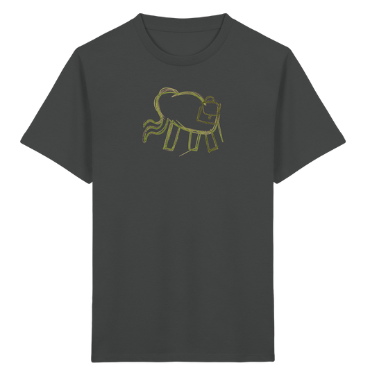 Grüner Wackelelefant mit Ranzen - Kinder Bio T-Shirt