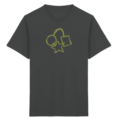 Grüne Formenfamilie mit Ranzen - Kinder Bio T-Shirt
