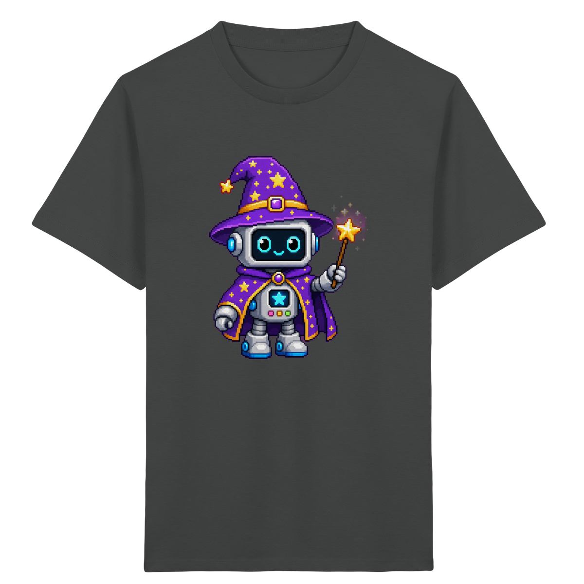 Pixel Roboter Zauberer T-Shirt: Magischer Spaß - Kinder Bio T-Shirt