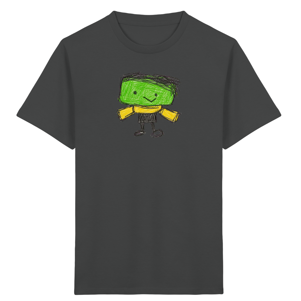 Kritzelkopf mit gelbem Schal - Kinder Bio T-Shirt