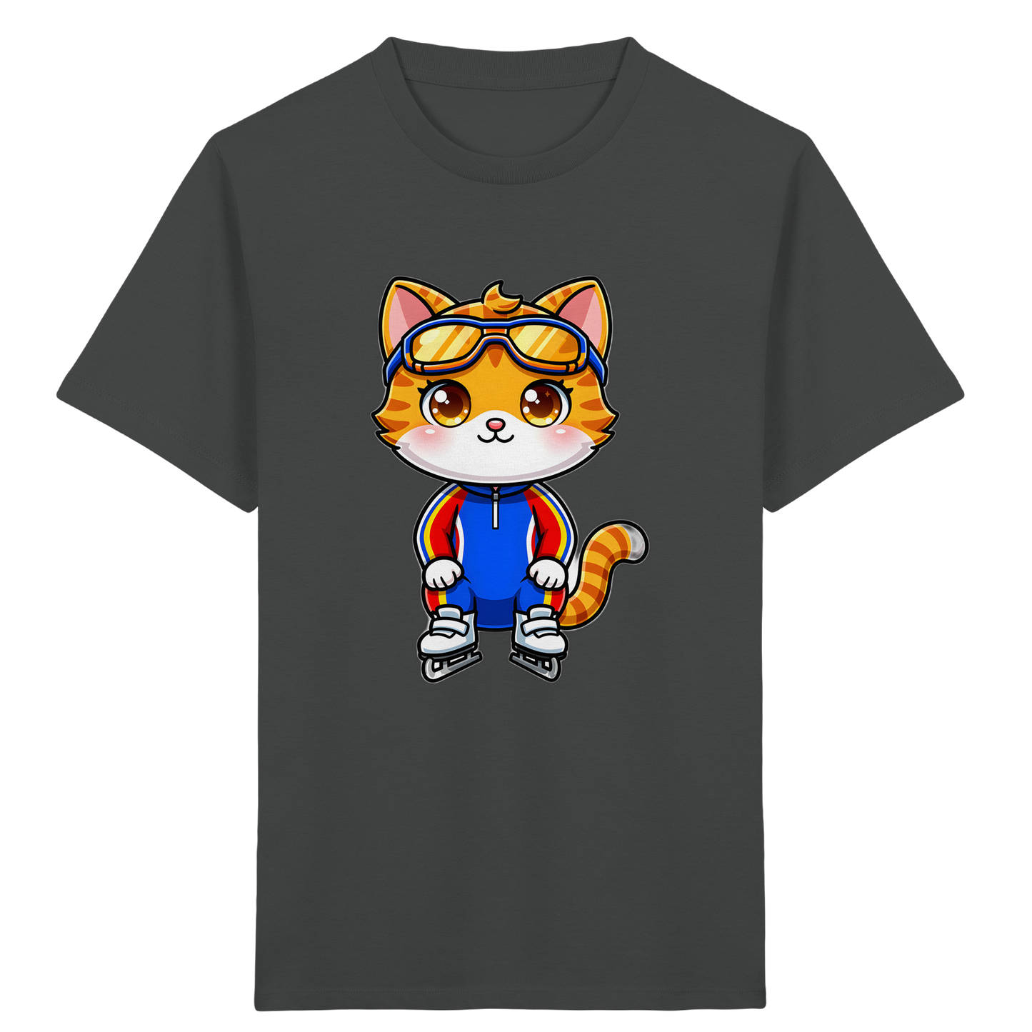 Katze auf Schlittschuhen: Sportliches Kinder-T-Shirt