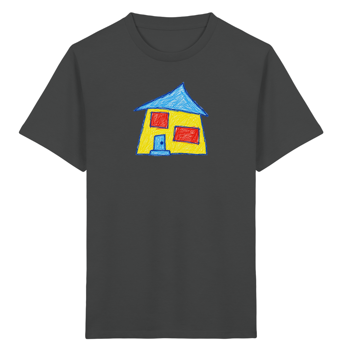 Gelbes Haus mit Doppelfenstern - Kinder Bio T-Shirt
