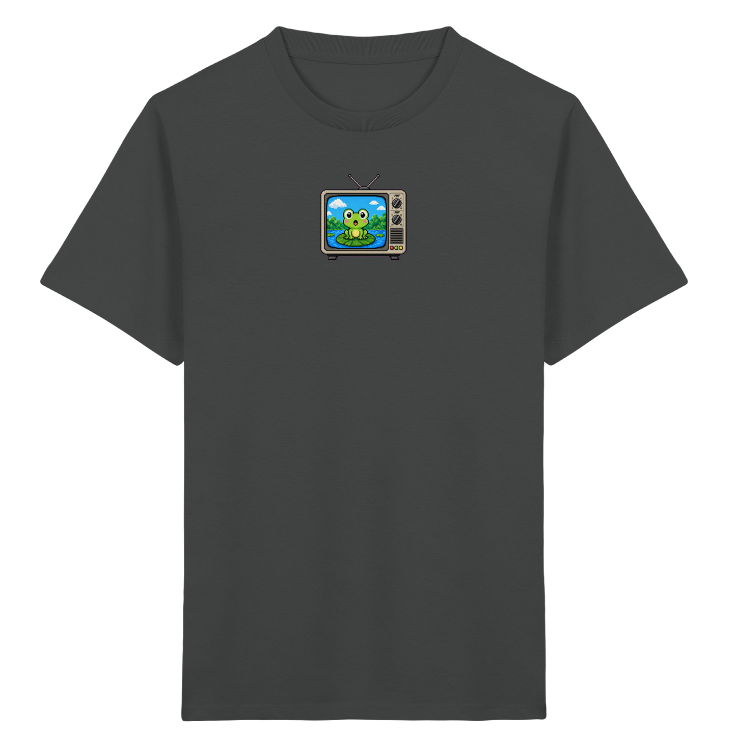 Pixel Frosch im Retro Fernseher - Kinder Bio T-Shirt