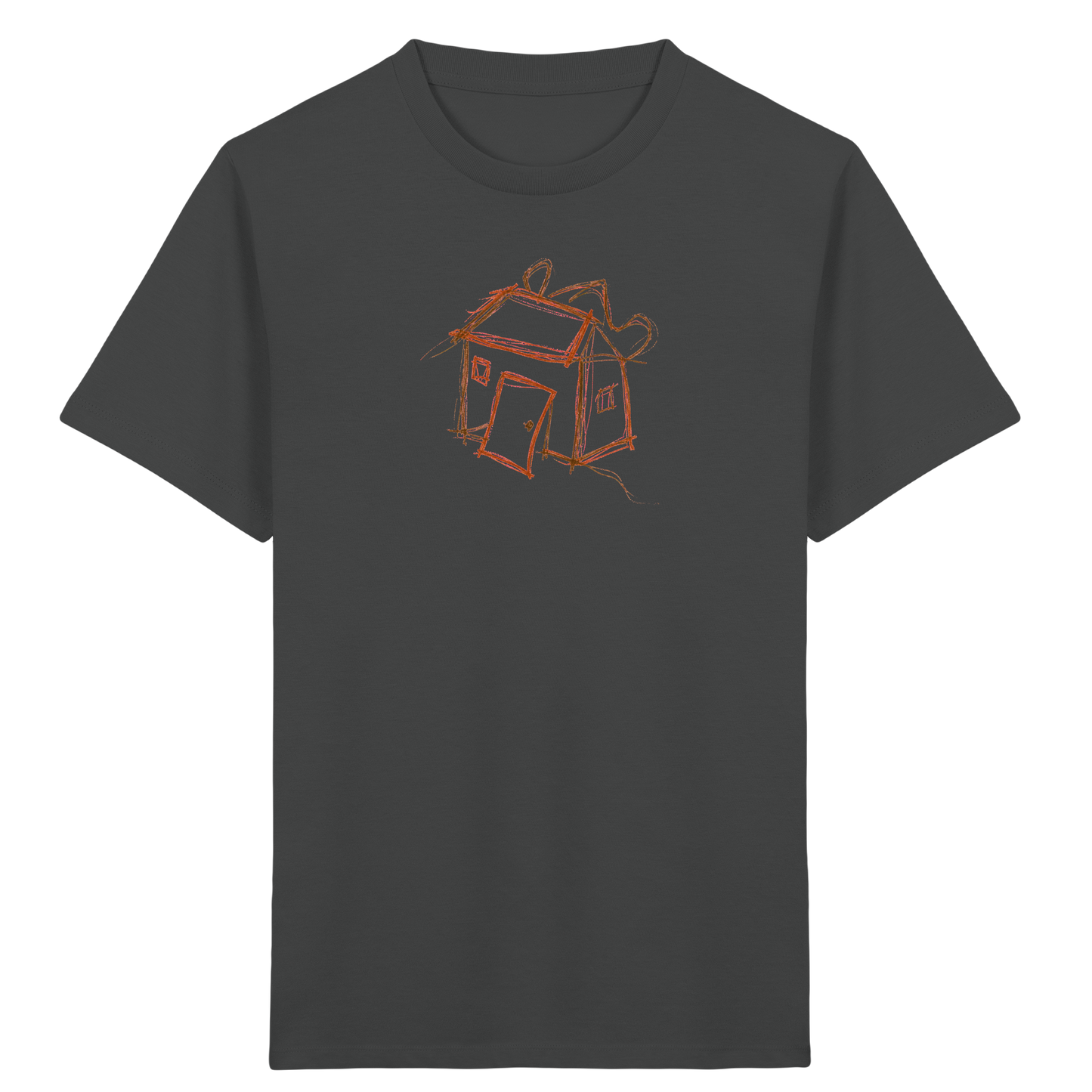 Kakaobraunes Ranzenhaus Motiv - Kinder Bio T-Shirt