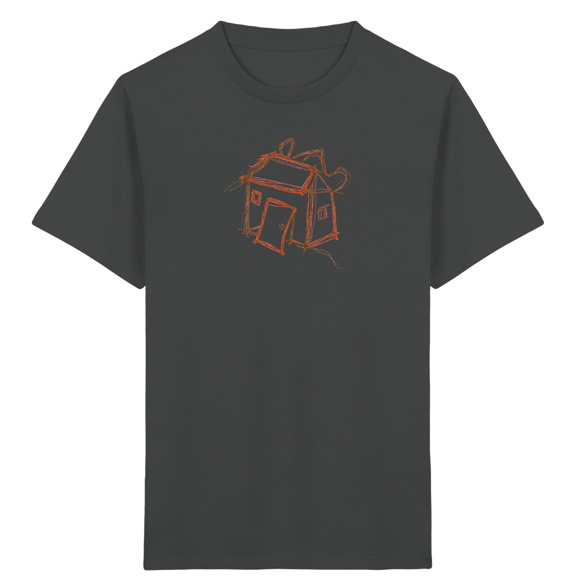 Kakaobraunes Ranzenhaus Motiv - Kinder Bio T-Shirt