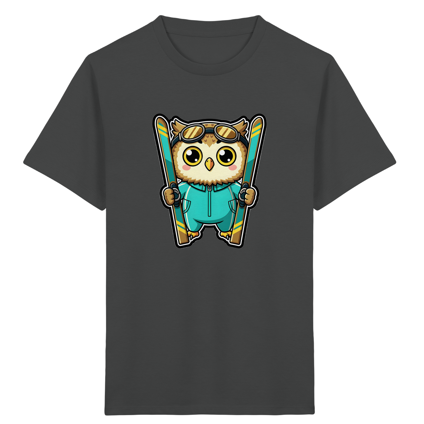 Niedliche Eule auf Skiern T-Shirt - Kinder Bio T-Shirt