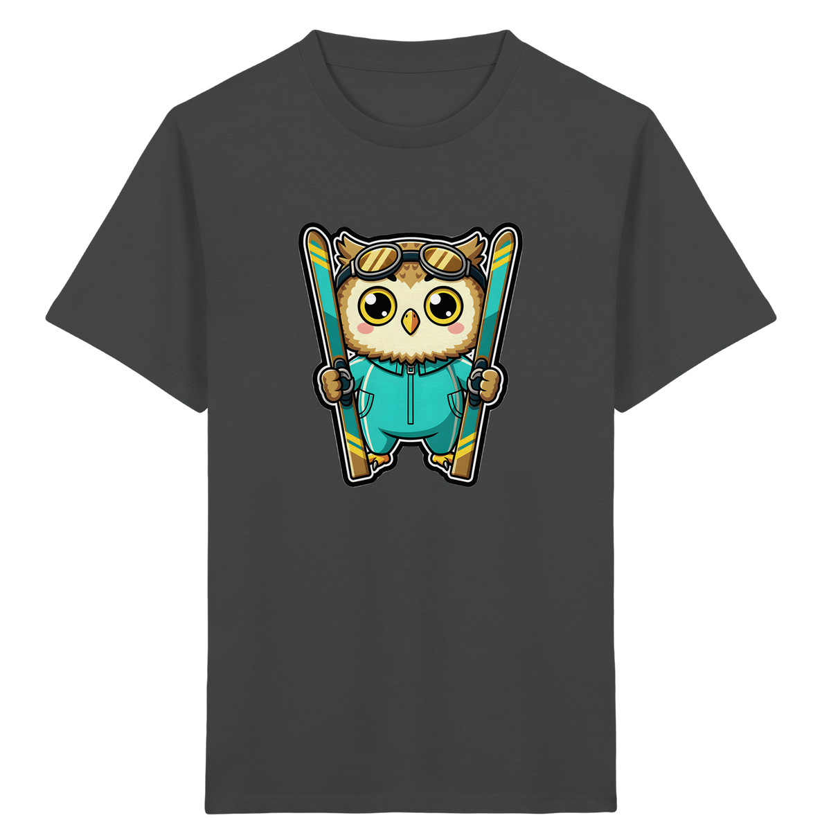 Niedliche Eule auf Skiern T-Shirt - Kinder Bio T-Shirt