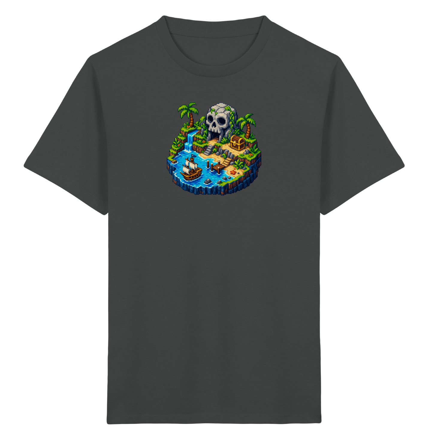 Abenteuerliches Pirateninsel Pixel Art T-Shirt - Kinder Bio T-Shirt