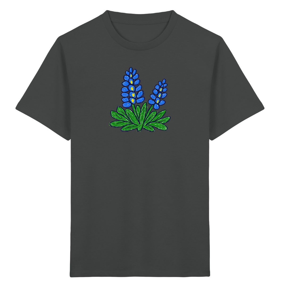 Blaue Kritzel-Lupine für Kinder - Kinder Bio T-Shirt
