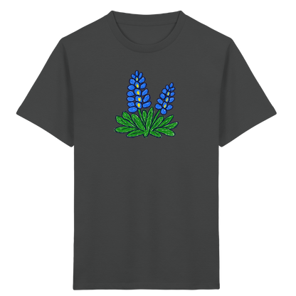 Blaue Kritzel-Lupine für Kinder - Kinder Bio T-Shirt