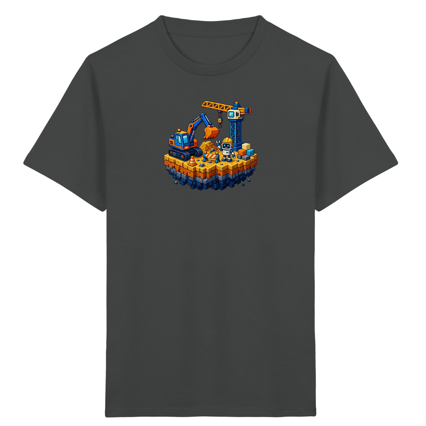 Niedliches Roboter Bagger Pixel T-Shirt - Kinder Bio T-Shirt