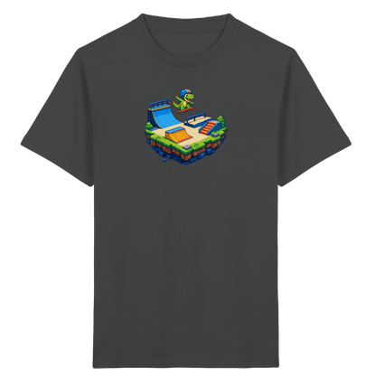 Cooles Skater Dinosaurier Pixel Shirt - Kinder Bio T-Shirt