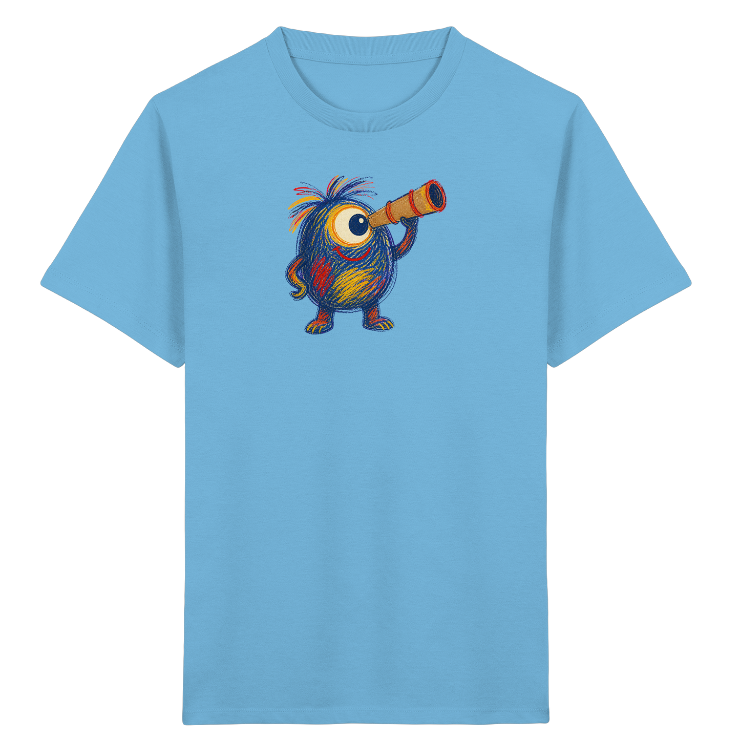 Mondgucker Monster mit Teleskop - Kinder Bio T-Shirt