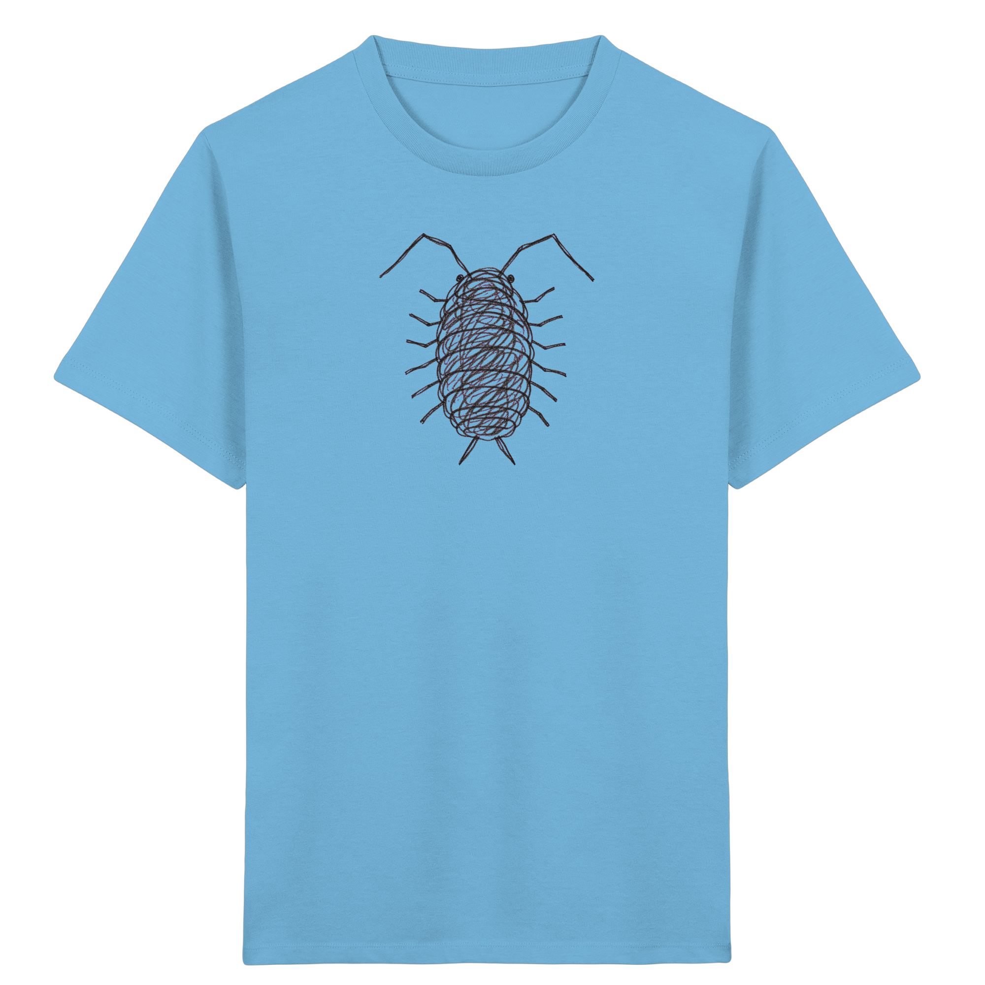 Kinder-T-Shirt mit Kellerassel von oben