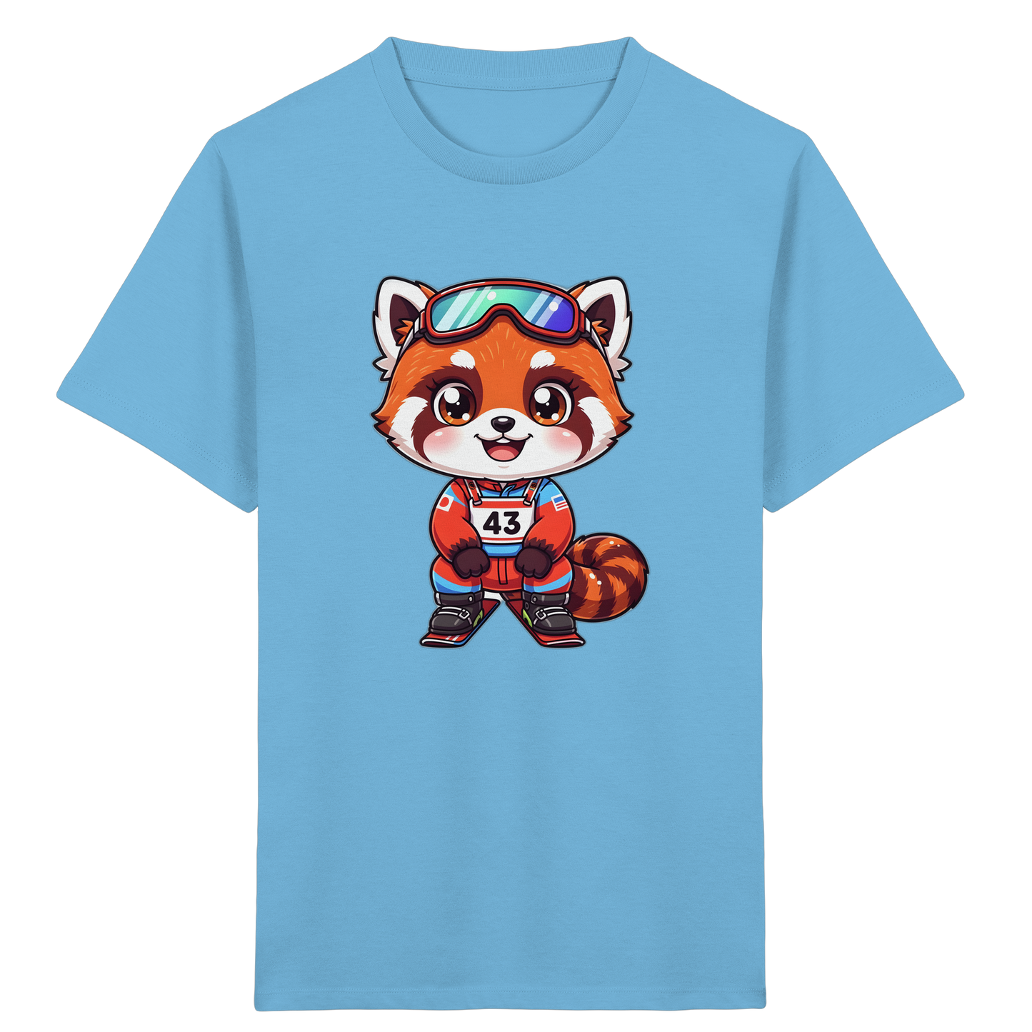 Roter Panda Ski Abenteuer Kinder T-Shirt