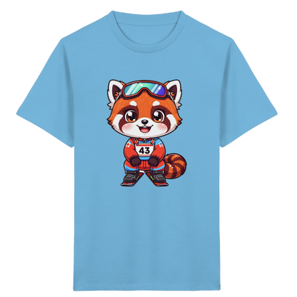 Roter Panda auf Skiern – Kinder Bio-T-Shirt