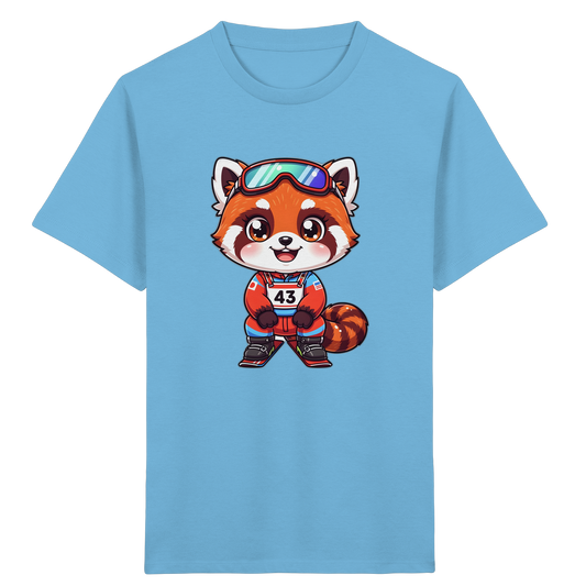 Roter Panda auf Skiern – Kinder Bio-T-Shirt