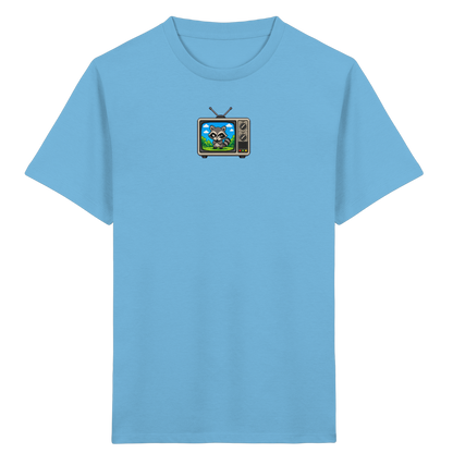 Pixel Waschbär im Retro-Fernseher Kinder-Shirt - Kinder Bio T-Shirt
